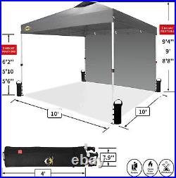 CROWN SHADES 10x10 Pop up Canopy Instant Commercial Canopy with 1 Removable S