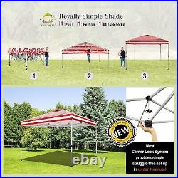 CROWN SHADES Canopy Tent 10x10 Pop Up Canopy Outdoor Shade, Easy, Red Strips