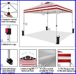 CROWN SHADES Canopy Tent 10x10 Pop Up Canopy Outdoor Shade, Easy, Red Strips