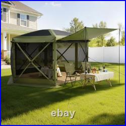 Camping Gazebo Screen Tent, 10 10ft 6 Sided Pop-up Canopy Shelter Tent with