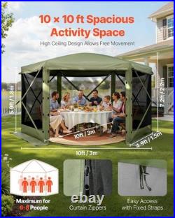 Camping Gazebo Screen Tent, 10 10ft 6 Sided Pop-up Canopy Shelter Tent with