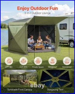 Camping Gazebo Screen Tent, 10 10ft 6 Sided Pop-up Canopy Shelter Tent with