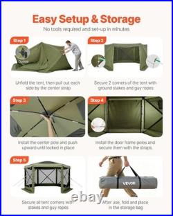 Camping Gazebo Screen Tent, 10 10ft 6 Sided Pop-up Canopy Shelter Tent with