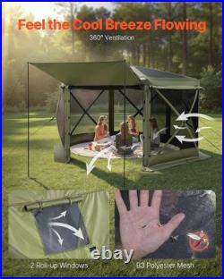 Camping Gazebo Screen Tent, 10 10ft 6 Sided Pop-up Canopy Shelter Tent with