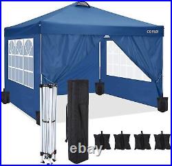 Canopy 10'x10' Gazebo Pop Up Camping Garden Tent Straight Leg #Blue 4 Sandbags