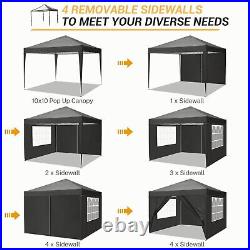 Canopy 10'x10' Pop-Up Gazebo Waterproof Wedding Party Folding Tent with4 Sidewalls