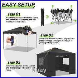 Canopy 10'x10' Pop up Heavy Duty Instant Shelter Commercial Tent with Sidewalls#