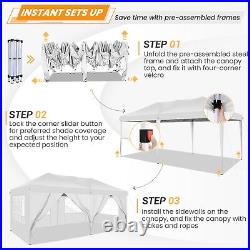 Canopy 10'x20' Camping Event Tent Pop Up Gazebo Instant Carport Sunshade White