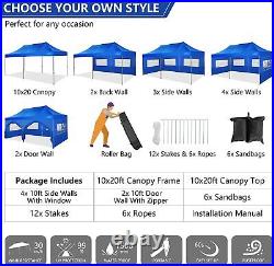 Canopy 10'x20' Heavy Duty Gazebo Pop Up Waterproof Outdoor Tent with Roller Bag