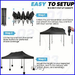 Canopy 10'x20' Heavy Duty Pop up Gazebo Instant Commercial Tent Frame Thickened
