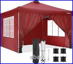 Canopy 10x10 ft Gazebo Pop Up Camping Garden Party Tent Red with 4 Sandbags