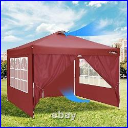 Canopy 10x10 ft Gazebo Pop Up Camping Garden Party Tent Red with 4 Sandbags