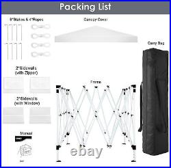 Canopy 10x10ft Pop up Wedding Party Tent Folding Waterproof Gazebo 4 Sidewalls