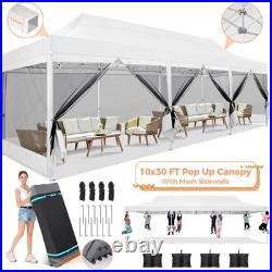 Canopy 10x15ft/10x30ft Heavy Duty Pop up Gazebo Mesh Screen Tent with Sidewalls