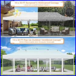 Canopy 10x15ft/10x30ft Heavy Duty Pop up Gazebo Mesh Screen Tent with Sidewalls