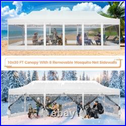 Canopy 10x15ft/10x30ft Heavy Duty Pop up Gazebo Mesh Screen Tent with Sidewalls