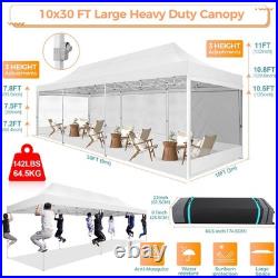 Canopy 10x15ft/10x30ft Heavy Duty Pop up Gazebo Mesh Screen Tent with Sidewalls