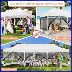 Canopy 10x15ft/10x30ft Heavy Duty Pop up Gazebo Mesh Screen Tent with Sidewalls