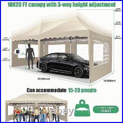 Canopy 10x20' Heavy Duty Commercial Instant Tent Shelter Waterproof Gazebo khaki