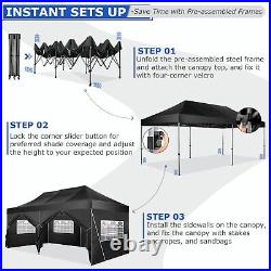 Canopy 10x20 ft Pop Up Heavy Duty Instant Gazebo Beach Tent with 6Walls+Sandbags
