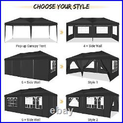 Canopy 10x20FT Gazebo Pop Up Camping Garden Tent Straight Leg with 6 Sidewalls