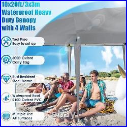 Canopy 10x20FT Outdoor Beach Camping Gazebo Heavy Duty Pop Up Party Tent Anti UV