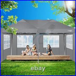 Canopy 10x20ft Heavy Duty Gazebo Folding Pop up Tent Garden Wedding Party Gray
