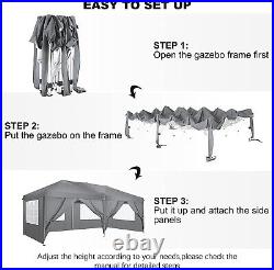Canopy 10x20ft Heavy Duty Gazebo Folding Pop up Tent Garden Wedding Party Gray