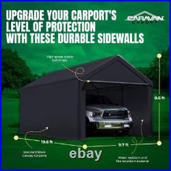 Canopy Car Tent Sidewalls for Carport, Garage & Shed, Domain, 10 X 20 Ft, Black