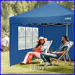 Canopy EZ Pop Up 10'x10' Folding Gazebo Wedding Party BBQ Tent Heavy Duty Blue