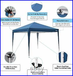 Canopy EZ Pop Up 10'x10' Folding Gazebo Wedding Party BBQ Tent Heavy Duty Blue