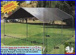 Canopy Kit 12'x20' Carport Boat Garage Tent Shade NO 1-3/8 Legs/ Poles bases opt