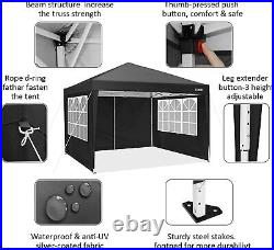 Canopy Tent 10x10, Waterproof Wedding Party Tent Gazebo with4 Side Walls Black