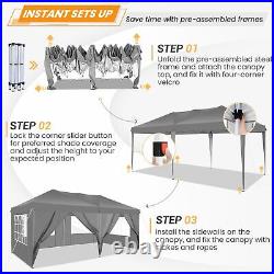 Canopy Tent 10x20'' Gazebo Heavy Duty Party Gazebos Outdoor 6 Sidewalls Shelter