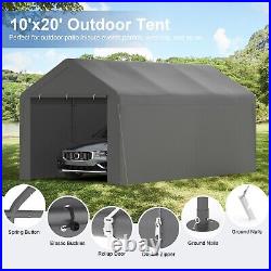 thumbnail image 2 of Grezone 10'x20' Outdoor Khaki Carport – Heavy Duty Portable Canopy Shed – Garage Tent With Steel Frame 2 of 3