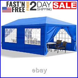 Carpa 10x20 Azul Para Fiestas De Exterior Patio Playa Con 6 Paredes Impermeable