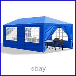 Carpa 10x20 Azul Para Fiestas De Exterior Patio Playa Con 6 Paredes Impermeable