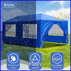 Carpa 10x20 Azul Para Fiestas De Exterior Patio Playa Con 6 Paredes Impermeable