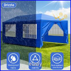 Carpa 10x20 Azul Para Fiestas De Exterior Patio Playa Con 6 Paredes Impermeable