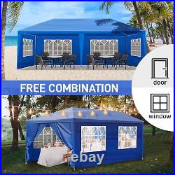 Carpa 10x20 Azul Para Fiestas De Exterior Patio Playa Con 6 Paredes Impermeable