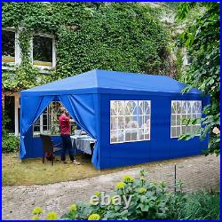 Carpa 10x20 Azul para Fiestas de Exterior Patio y Playa con 6 Paredes Impermea