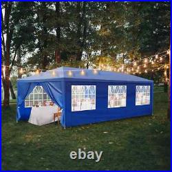 Carpa 10x30 Azul Para Fiestas De Exterior Patio Playa Con 8 Paredes Impermeable