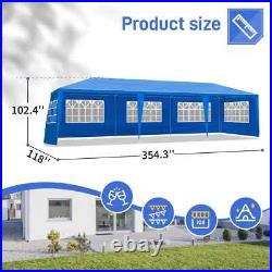 Carpa 10x30 Azul Para Fiestas De Exterior Patio Playa Con 8 Paredes Impermeable
