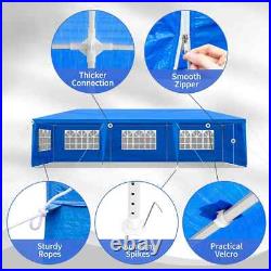 Carpa 10x30 Azul Para Fiestas De Exterior Patio Playa Con 8 Paredes Impermeable