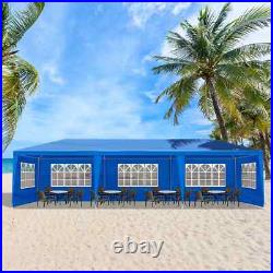 Carpa 10x30 Azul Para Fiestas De Exterior Patio Playa Con 8 Paredes Impermeable