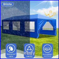 Carpa 10x30 Azul Para Fiestas De Exterior Patio Playa Con 8 Paredes Impermeable