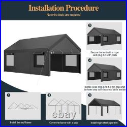 Carport 10' x 20' Heavy Duty Portable Garage, Car Port Canopy with Side-Openi