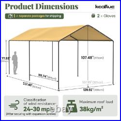 Carport, 10x20 ft Heavy Duty Carport Canopy with All-Season Tarp for SUV