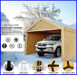 Carport 10x20ft Heavy Duty Canopy Garage Shelter withMetal Frame Peak Style Roof
