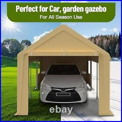 Carport 10x20ft, Heavy Duty Carport with Roll-up Ventilated Windows